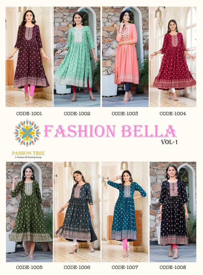 Fashion Bella Vol 1 By Passion Tree Rayon Naira Cut Kurtis Catalog